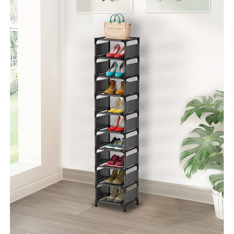 Rebrilliant Narrow Shoe Rack, 10 Tier Vertical Shoe Rack For Closet